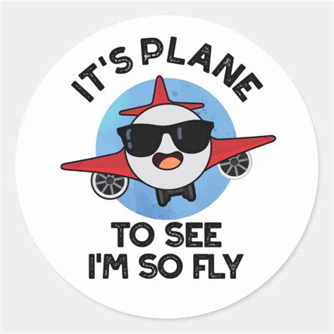 Its Plane To See Im So Fly Funny Aeroplane Pun Classic Round Sticker