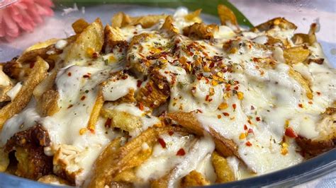 Chicken Loaded Fries With Cheese Sauce Recipe By Foodbloggertuba Youtube