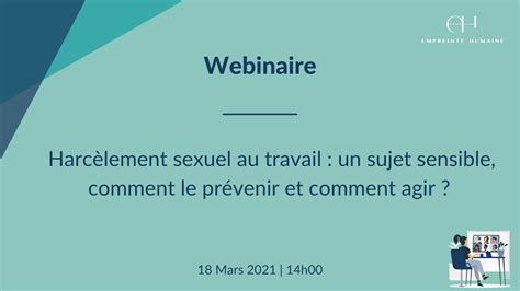 Webinaire Harcèlement Sexuel Au Travail Comment Le Prévenir Et Agir