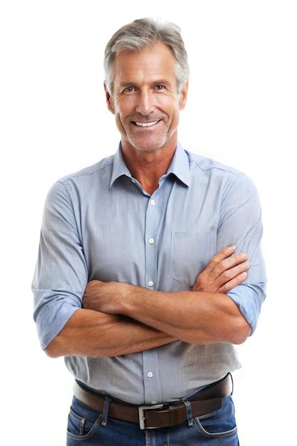 Successful Caucasian Middleaged Man In Casual Outfit With Arms Crossed