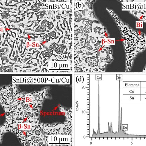 Microstructure And Element Mapping Of The Snbi P Cu Cu Solder Bulk