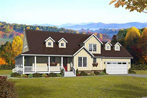 Country Home Plan With 2 Master Suites A 2 Story Great Room And A