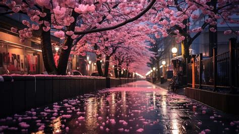 Premium AI Image | Tokyo Night Lights with Sakura