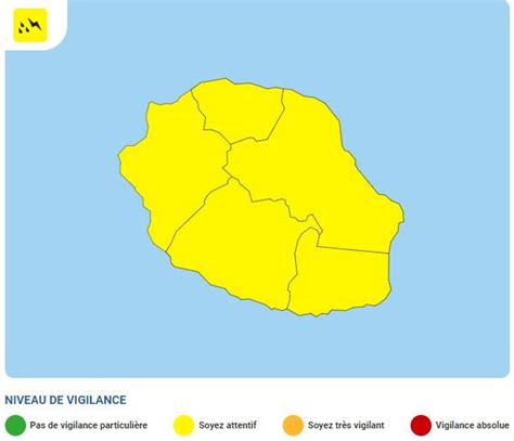 L Ensemble De La R Union En Vigilance Jaune Fortes Pluies Et Orages Ce