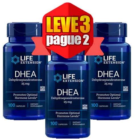 3x Dhea Life Extension 25mg 100 Capsulas Em Suplementos