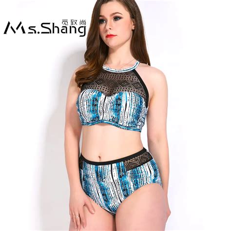 Ms Shang High Waist Bikini Swimsuit Women Push Up Swimwear Female Plus