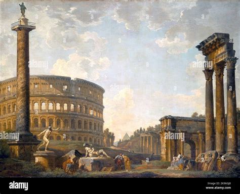 Roman Capriccio: The Colosseum and Other Monuments, (1735), Painting by ...