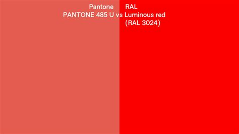 Pantone U Vs Ral Luminous Red Ral Side By Side Comparison