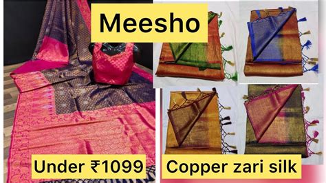 Meesho Sarees Unboxing Meesho Saree Haul Copper Zari Silk