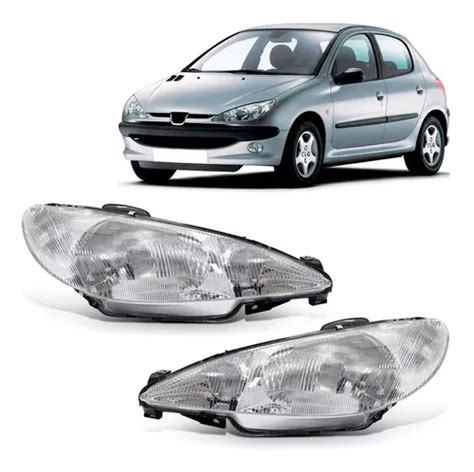 Par Farol Peugeot 206 1998 1999 A 2003 Foco Simples Raiado