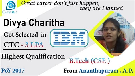 Congrats Divya Got Selected In IBM 3 LPA COMPUTERS SCIENCE