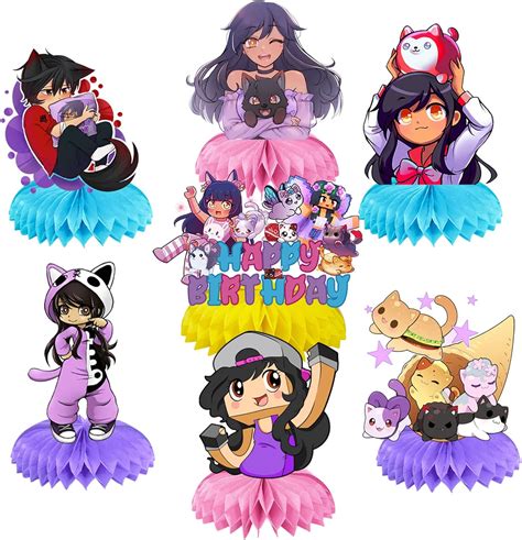 Aphmau Birthday Party Decorations 7Pcs Aphmau Gaming Cat Theme Party