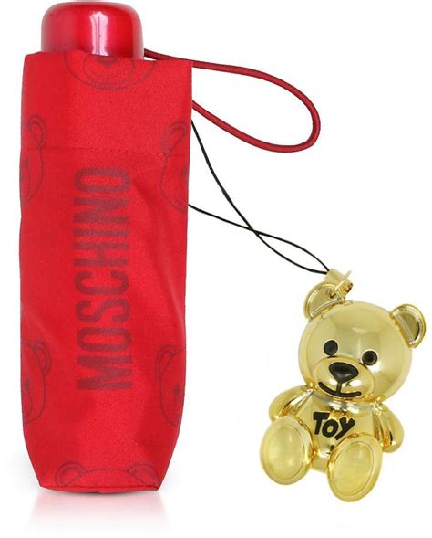 Moschino Teddy Bear Supermini Umbrella W Golden Charm Moschino Teddy