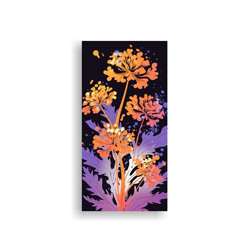 Cuadro Decorativo De Arte Concepto Floral En Colores Púrpura Y Naranja