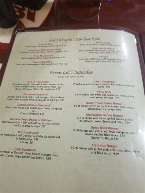 Menu At Buddy S Grill Restaurant Claremore