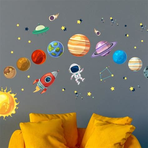 Solar System Decals Space Wall Decal Planets Wall Stickers Etsy