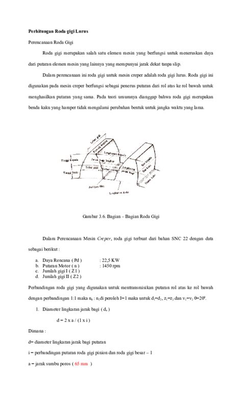 Doc Perhitungan Roda Gigi Lurus