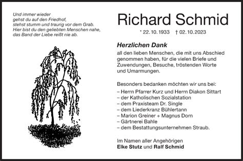 Traueranzeigen Von Richard Schmid S Dwest Presse Trauer