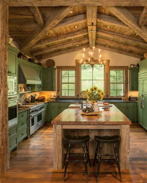 30+ Rustic Green Kitchen Cabinets – DECOOMO