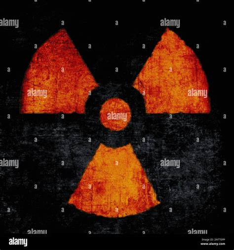 Radiation Sign Red On Black Nuclear Hazard Emblem Grunge Textured