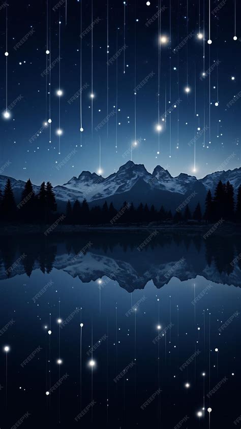 Premium Photo | A night sky with stars over a lake and mountains