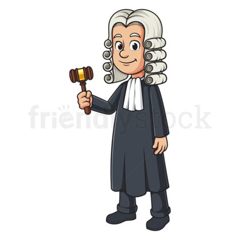 Cartoon Judge Holding Gavel Clip Art Vector Graphic - FriendlyStock