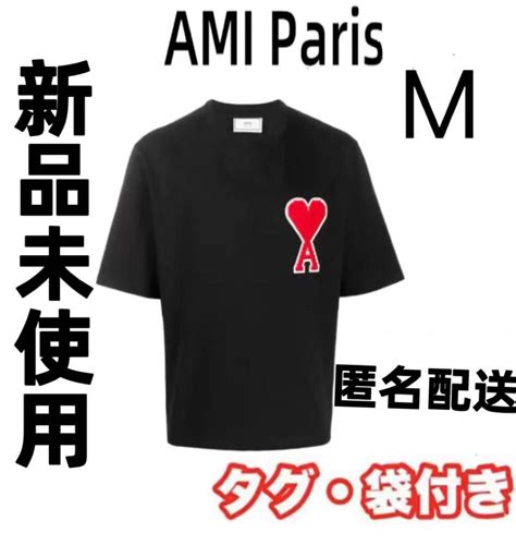 新品 Amiparis アミパリス Tシャツ 半袖 ミニロゴ Sサイズ 白×赤 Tシャツカットソー半袖袖なし