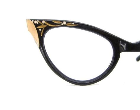 Vintage Ornate Black Cats Eye Eyeglasses By Vintage50seyewear 94 00