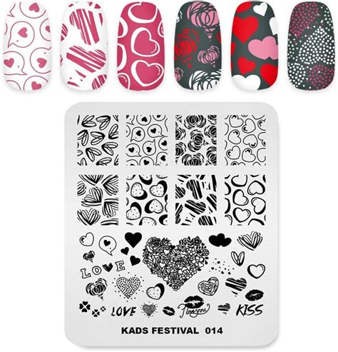 Kads Nail Art Plaque Stamping Image Saint Valentin Amour Coeur Diy