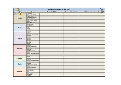 Home Maintenance Excel Template