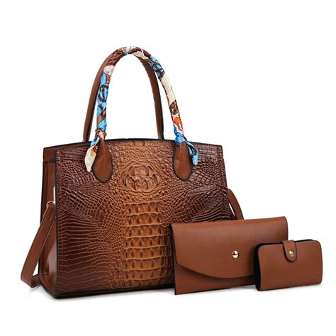 Latest Designer Set Bags 3 in 1 Crocodile Pattern Women Purses and ...