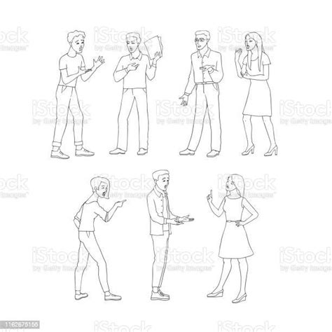 Argue Vector Illustration Set With Conflicting Aggressive Young Men And