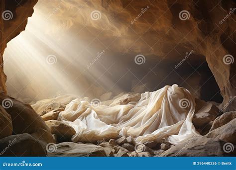 Resurrection Of Jesus Christ Empty Grave Tomb With Shroud Bible Story