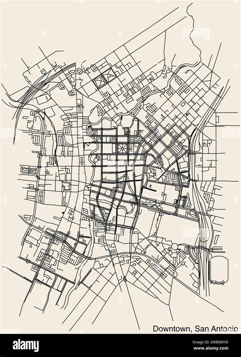 Street roads map of the DOWNTOWN district, SAN ANTONIO Stock Vector Image & Art - Alamy