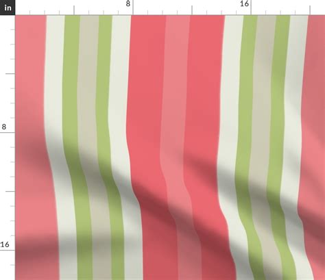 Pink, Green & White Stripe Fabric | Spoonflower