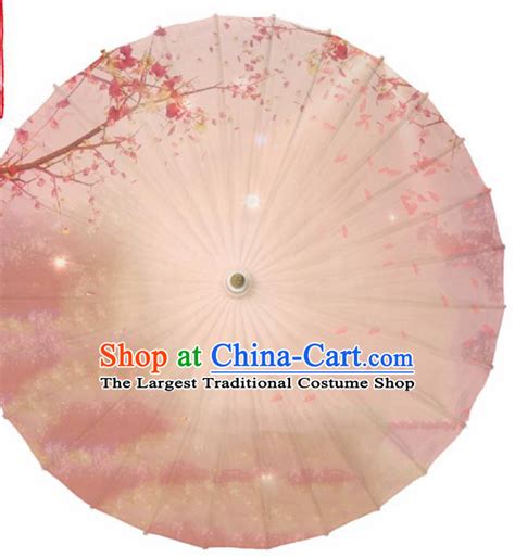 Chinese Traditional Painting Peony Pink Oil Paper Umbrella Artware Paper Umbrella Classical