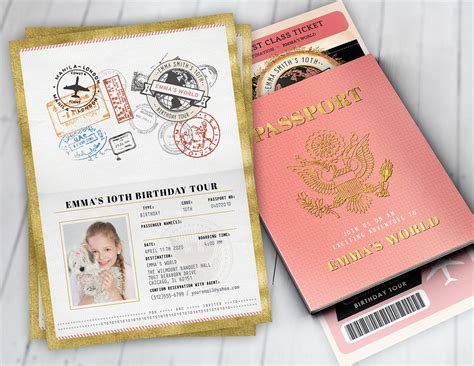 Passport And Ticket Birthday Invitation Travel Birthday Party Invitation Retirement Party