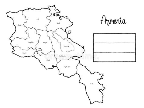 Armenia Country Map Flag Vector Illustration Hand Drawn Cartoon Art