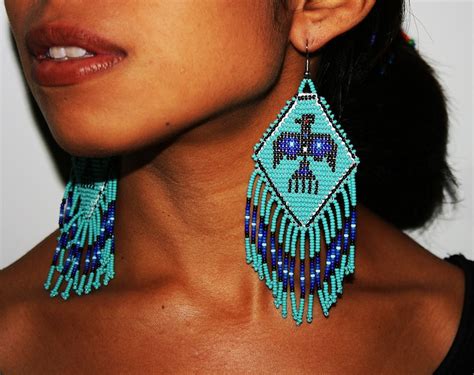 Turquoise Seed Bead Earrings Traditional Native American Etsy