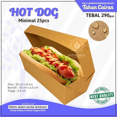 Jual Box Hot Dog Hotdog Paper Kraft 290gsm Dus Kemasan Makanan Sosis