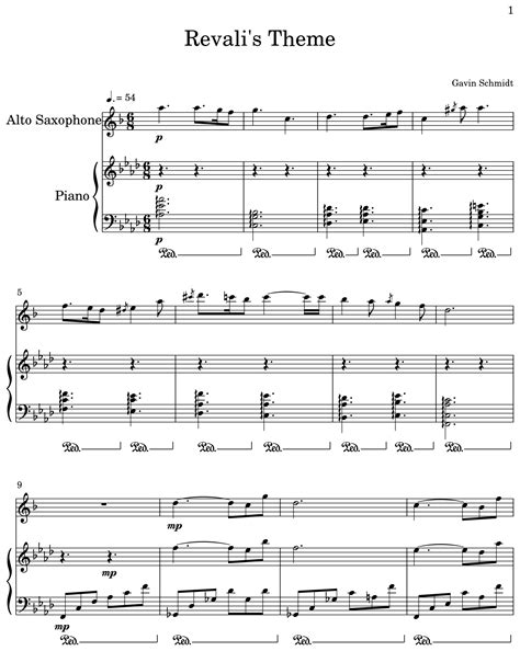 Revalis Theme Sheet Music For Alto Saxophone Piano