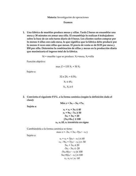 Ejercicios Investigaci N De Operaciones Pdf