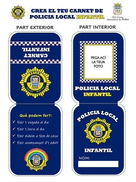 Free Printable Pretend Play Fake Police Badge Id Set For Kids Rainbow