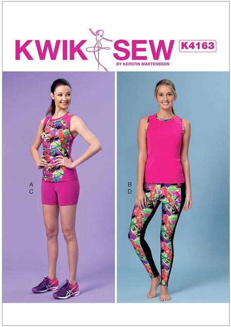 Kwik Sew Patterns K4163 Misses Racerback Tops Shorts And Leggings Arts Crafts