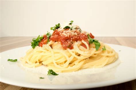 Spaghetti with Tomato Sauce Cheese Stock Photo - Image of healthy ...