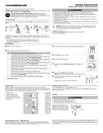 Chamberlain Klik U P Manual