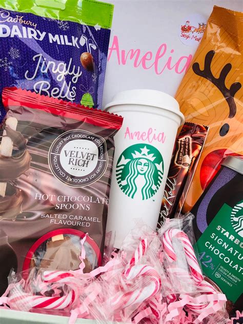 Starbucks Hot Chocolate Personalisierter Geschenkkorb Box Heiligabend Weihnachten