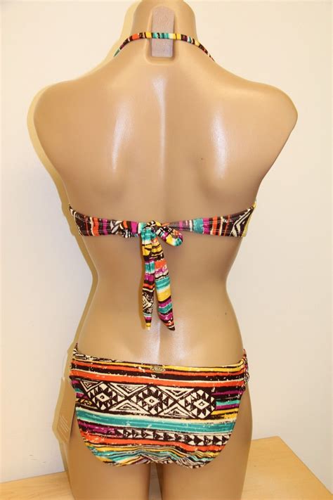 NWT Hobie Swimsuit Bikini 2pc Set Sz M Bandeau Bra Multi Color EBay