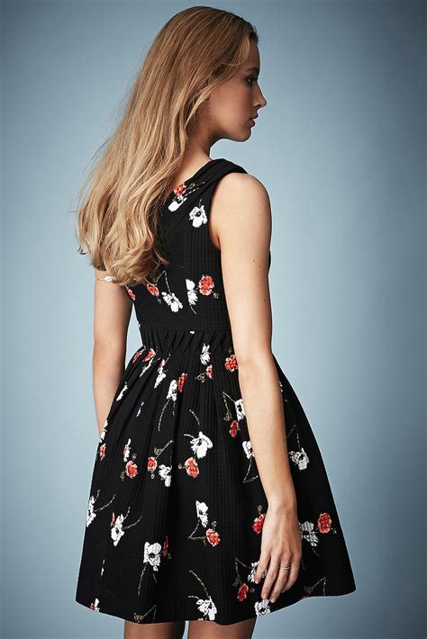 Lyst Topshop Zip Front Floral Print Sundress By Kate Moss In Black