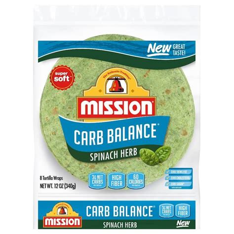 Mission Carb Balance Super Soft Spinach Herb Tortillas 12oz 8ct Carbs Spinach Tortilla Low